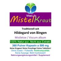 MISTEL Mistelkraut Mistletoe 360 Pulver Kapseln [OHNE Zusatzstoffe]