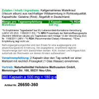 MISTEL Mistelkraut Mistletoe 360 Pulver Kapseln [OHNE Zusatzstoffe]