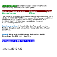 Löwenzahn Wurzel Dandelion Root 120 Pulver Kapseln