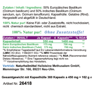 Basilikum Tulsi 360 Pulver Kapseln