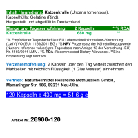 Katzenkralle 120 Kapseln Una De Gato NATUR pur OHNE Zusatzstoffe