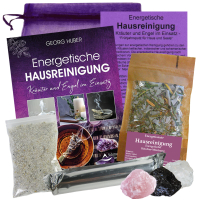 Räucherung energetische Hausreinigung 8-tlg Räucherset mit Räucherwerk, Schutzsteinen, Räucherzubehör und Buch.