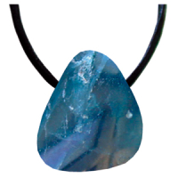 Apatit blau Anhänger gebohrt ca. 2-3cm mit Band & Zertifikat