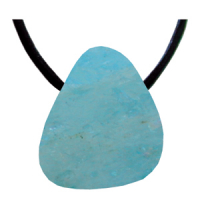 Aquamarin blau Anhänger gebohrt mit Band & Zertifikat S ca.1,5-2cm