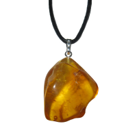 Baltischer Natur Bernstein Schmuck ca. 1,5cm - 925er Silber Öse mit Täschchen & Lederband