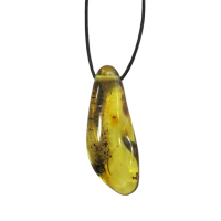 Bernstein Anhänger gebohrt mit Band & Zertifikat M ca.4,5-5cm