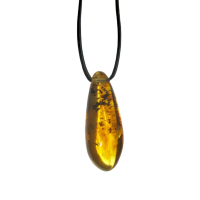 Bernstein Anhänger gebohrt mit Band & Zertifikat M ca.4,5-5cm