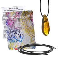 Bernstein Anhänger gebohrt mit Band & Zertifikat Jumbo ca.3,5-4cm