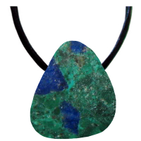 Azurit-Malachit Anhänger gebohrt ca. 2,5-3 cm mit Band