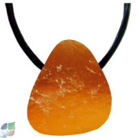 Citrinocalcit Anhänger gebohrt mit Band & Zertifikat S ca.1,5-2cm