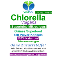 Chlorella Vulgaris Superfeine Algen 720 Pulver Kapseln