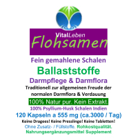 Flohsamen Premium Flohsamenschalen 120 Psyllium Ballaststoff Kapseln