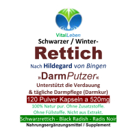Schwarzer Rettich nach Hildegard von Bingen 120 Pulver Kapseln