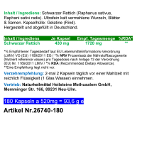 Schwarzer Rettich nach Hildegard von Bingen 180 Pulver Kapseln