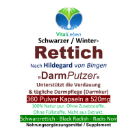 Schwarzer Rettich nach Hildegard von Bingen 360 Pulver Kapseln