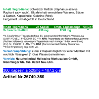 Schwarzer Rettich nach Hildegard von Bingen 360 Pulver Kapseln