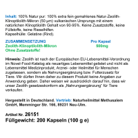 Zeolith Klinoptilolith 200 Pulver Kapseln