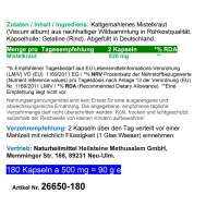 Mistel Mistelkraut 720 (4x180) Pulver Kapseln OHNE Zusatzstoffe