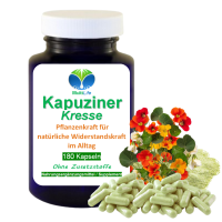 Kapuzinerkresse 180 Kapseln Senföle für Immunsystems & Abwehrkräfte - 100% Natur pur. OHNE Zusatzstoffe.