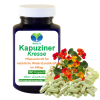 Kapuzinerkresse 360 Kapseln Senföle für Immunsystems & Abwehrkräfte - 100% Natur pur. OHNE Zusatzstoffe.