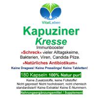 Kapuzinerkresse 720 Kapseln Immunbooster Senföle für Immunsystems & Abwehrkräfte - Immunkick & pflanzliche Selbstverteidigung auf natürlicher Basis - KEIN EXTRAKT = Natur pur. OHNE Zusatzstoffe.