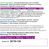 Edelschungit Edler Schungit 120 Pulver Kapseln. Premium Qualität aus Karelien. Balance, Wohlbefinden & Vitalität. 100% NATUR pur! OHNE ZUSATZSTOFFE.