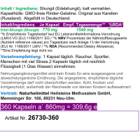 Edelschungit Edler Schungit 360 Pulver Kapseln aus Karelien unterstützt Dein Wohlgefühl im Alltag auf natürliche Weise und gilt in der Volksmedizin als mächtige Energiequelle für innere Ruhe, Erdung, Balance und Ausgeglichenheit. 100% edler Schungit in Ka