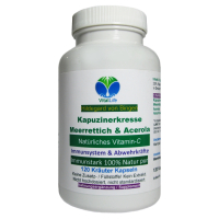 Immunstark - Kapuzinerkresse + Meerrettich + Acerola 100% NATÜRLICHES Vitamin C 120 Pulver Kapseln