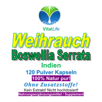 Weihrauch Kapseln Indischer Boswellia Serrata 120 Pulver Kapseln