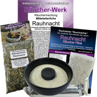 Rauhnächte räuchern mit Räucherwerk 7-tlg Räucherset MITTELALTERLICHE Rauhnacht mit RÄUCHERSCHALE, Räuchermischung, Räucheranleitung, Rauhnachtfibel.