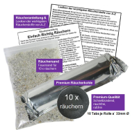 Schamanische Rauhnacht 7-tlg Set Räuchermischung, Räucherwerk zum räuchern mit Rauhnachtfibel & Räucherzubehör.