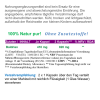 Baldrian 120 Wurzel Pulver Kapseln OHNE Zusatzstoffe NATUR pur