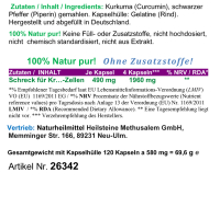 Kurkuma & Schwarzer Pfeffer 120 Pulver Kapseln