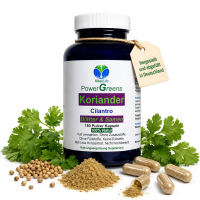 Koriander Cilantro Blätter & Samen 720 (4x180) Pulver Kapseln Natur Pur KEIN Extrakt OHNE Zusatzstoffe.