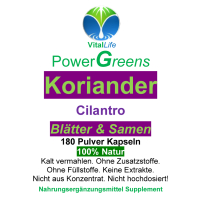 Koriander Cilantro Blätter & Samen 720 (4x180) Pulver Kapseln Natur Pur KEIN Extrakt OHNE Zusatzstoffe.
