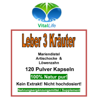 Leber 3 Kräuter Mariendistel Artischocke Löwenzahn 120 Pulver Kapseln