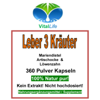 Leber 3 Kräuter Mariendistel Artischocke Löwenzahn 360 Pulver Kapseln