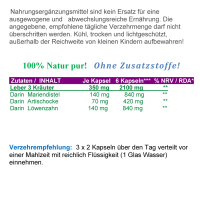 Leber 3 Kräuter Mariendistel Artischocke Löwenzahn 360 Pulver Kapseln