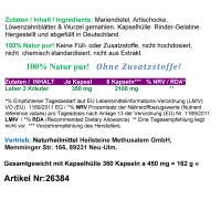 Leber 3 Kräuter Mariendistel Artischocke Löwenzahn 360 Pulver Kapseln