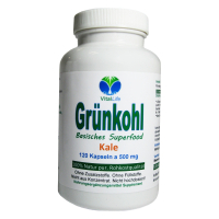 GRÜNKOHL Kale 120 Kapseln Sulforaphan Lutein ANTIOXIDANTIEN BASISCHES Superfood. 100% NATUR pur [OHNE ZUSATZSTOFFE]