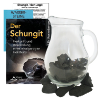 Schungit Shungit Wassersteine Set + Glas Krug 1 Liter + Buch