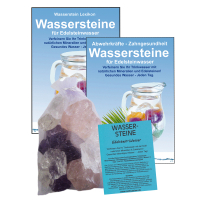 Wassersteine Grundmischung für Edelsteinwasser ►ROSENQUARZ + AMETHYST + BERGRISTALL ►4-tlg Set mit Anleitung & Täschchen.