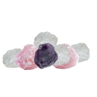 Wassersteine Grundmischung für Edelsteinwasser ROSENQUARZ + AMETHYST + BERGRISTALL 4-tlg Set mit Anleitung & Täschchen.