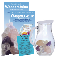 Edelsteinwasser Grundmischung 5-tlg Set Wassersteine + 1 Liter Krug