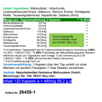 Leber FIT 9 Leberkräuter & Bitterkräuter 120 Kräuter Kapseln