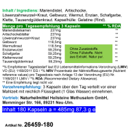 Leber FIT 9 Leberkräuter & Bitterkräuter 180 Kräuter Kapseln