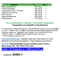 Leber Wohl 7 Leberkräuter & Bitterstoffe 120 Kräuter Kapseln