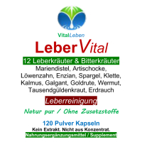 Leber Vital Komplex 12 KRÄUTER plus BITTERSTOFFE 120 Leberkapseln mit Mariendistel Artischocke Löwenzahn Enzian Klette Wermut Spargel uvm. 100% NATUR pur. OHNE Zusatzstoffe.