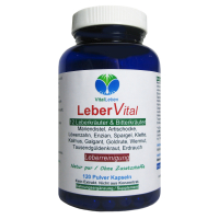 Leber Vital Komplex 12 KRÄUTER plus BITTERSTOFFE 120 Leberkapseln mit Mariendistel Artischocke Löwenzahn Enzian Klette Wermut Spargel uvm. 100% NATUR pur. OHNE Zusatzstoffe.
