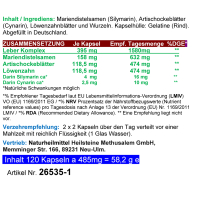 Leber Komplex Leber Galle Fettverdauung 120 Kräuter Kapseln